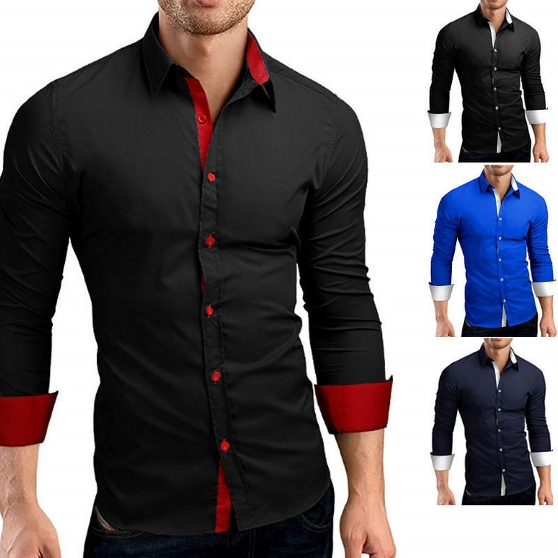 

Men Shirt Brand Male High Quality Long Sleeve Shirts Casual Hit Color Slim Fit Black Man Dress Shirts 4XL C936 Y200104, White;black