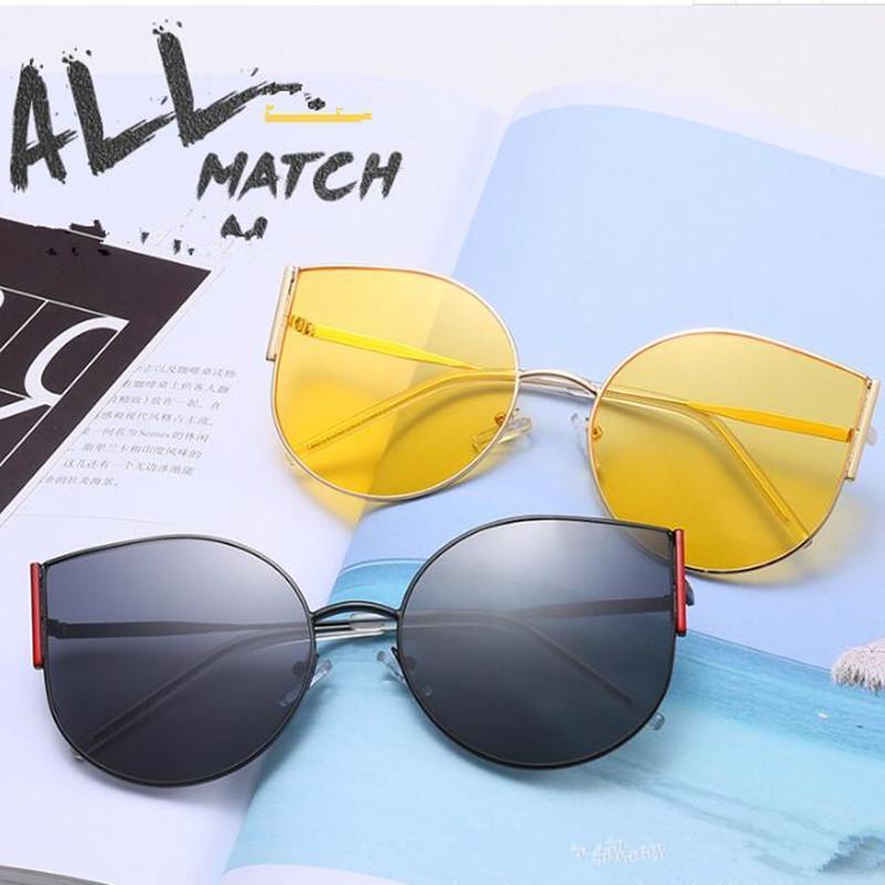 

KAPELUS Fashion net red V sunglasses metal cat eye sunglasses gm Brown brown1