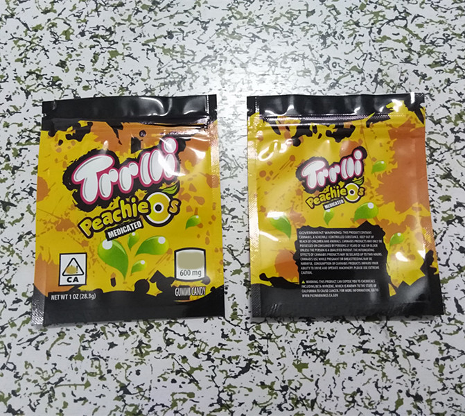 

empty edibles packaging bag Factory Customized 12 designs soft touch pouch plastic resealable peachieos worm crawlers package