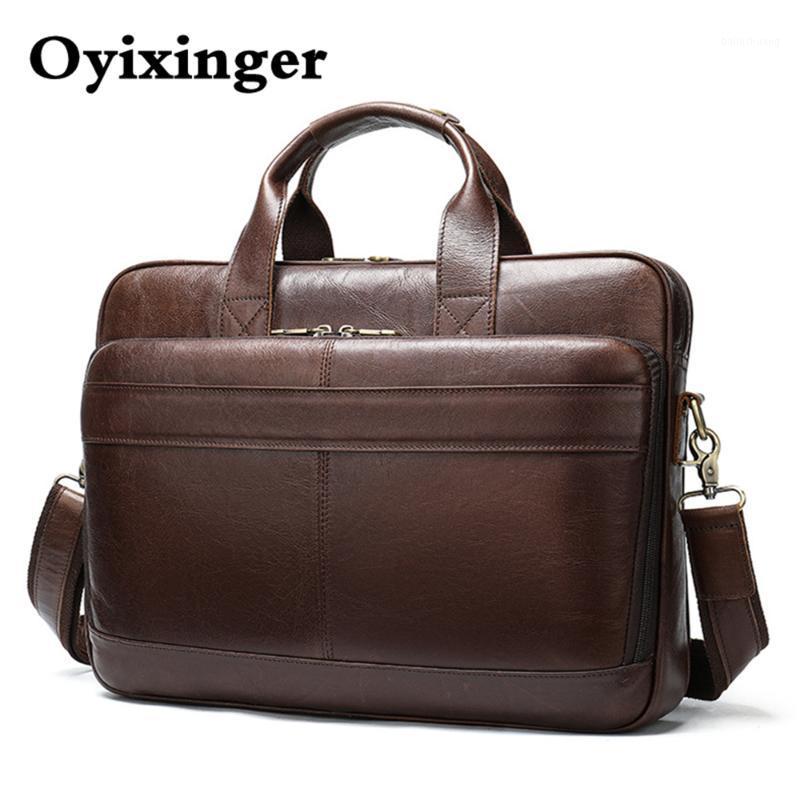 

Men's Briefcase Office Bags For Men Bag Man Genuine Leather Laptop Bags For 15.6 Inch Computer Male Tote Briefcase Handbag 20201, Black