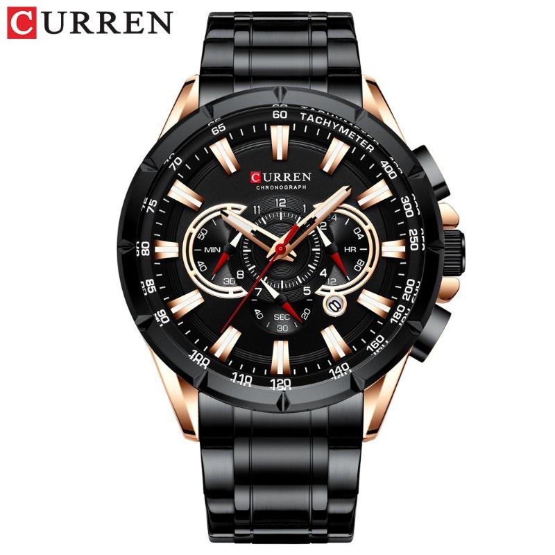

Wristwatches Men Businiess Watch Exquisite Alloy Case Stainless Steel Wrist Band Classic Fashion 3 ATM Waterproof Quartz W, Black