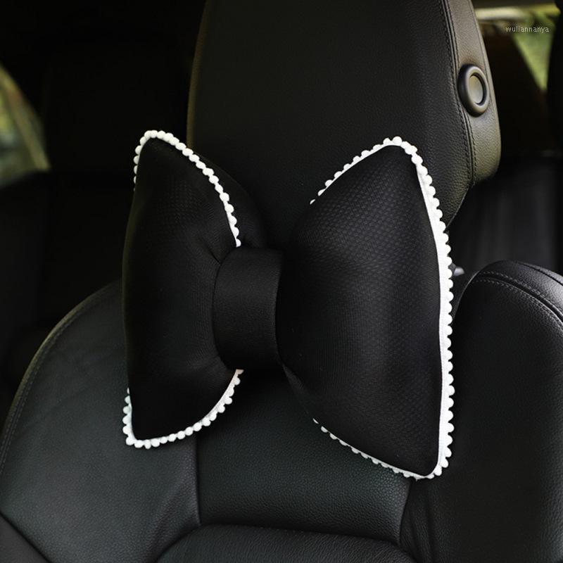 

Seat Cushions Soft Velvet Bow Car Headrest Neck Pillow Plush Sofa Throw Cushion Office Summer Ice Silk Waist Detachable Washable