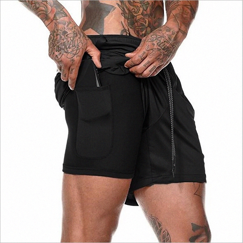 Men's Active Basic Shorts 2 in 1 Drawstring Fake two piece Short Pants Sports Activewear Solid Colored Mid Waist Green White Black Army Gree