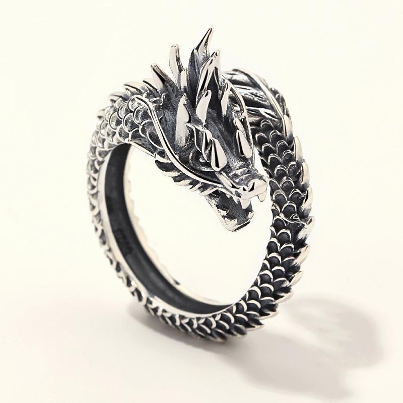

silver creative retro Chinese dragon ring domineering exaggerated niche design men's opening adjustable brand jewelry