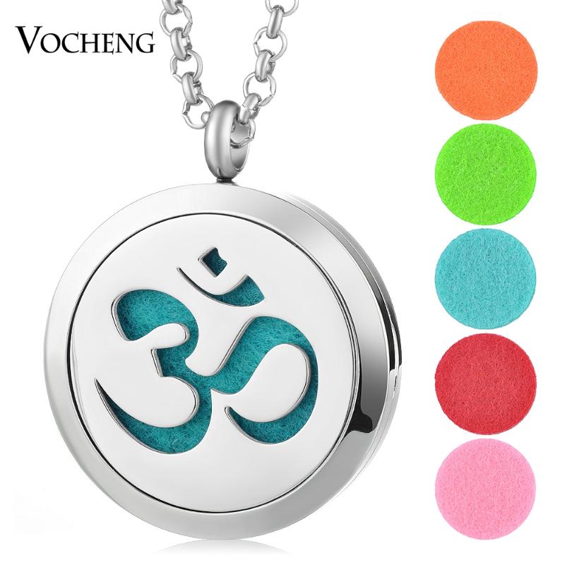 

10pcs/lot 30mm Aroma Locket Necklace 316L Stainless Steel Essential Oils Diffuser Pendant Magnetic with Felt Pads VA-264*10