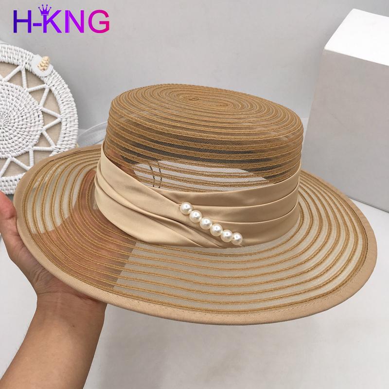 

Gold Flat Top Hat Women's Fashion Euramerican Show Breathable Cool Hat Holiday Big Eave Shade Grass Sun Hats, Black