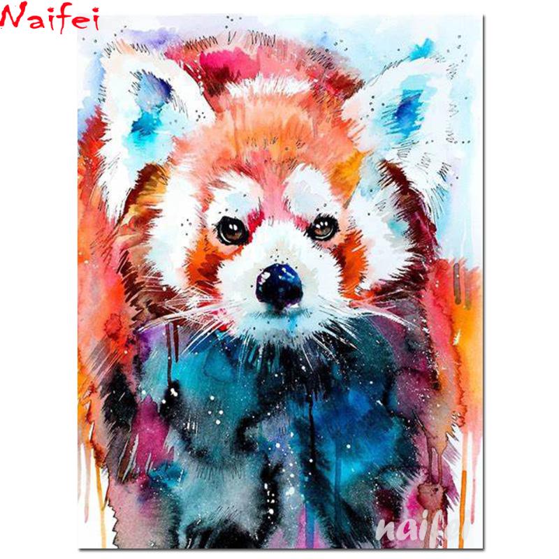 

Colorful Animal Raccoon 5D DIY Diamond Painting red panda Full Square round stone 3D Rhinestone Embroidery Mosaic Wall Decor