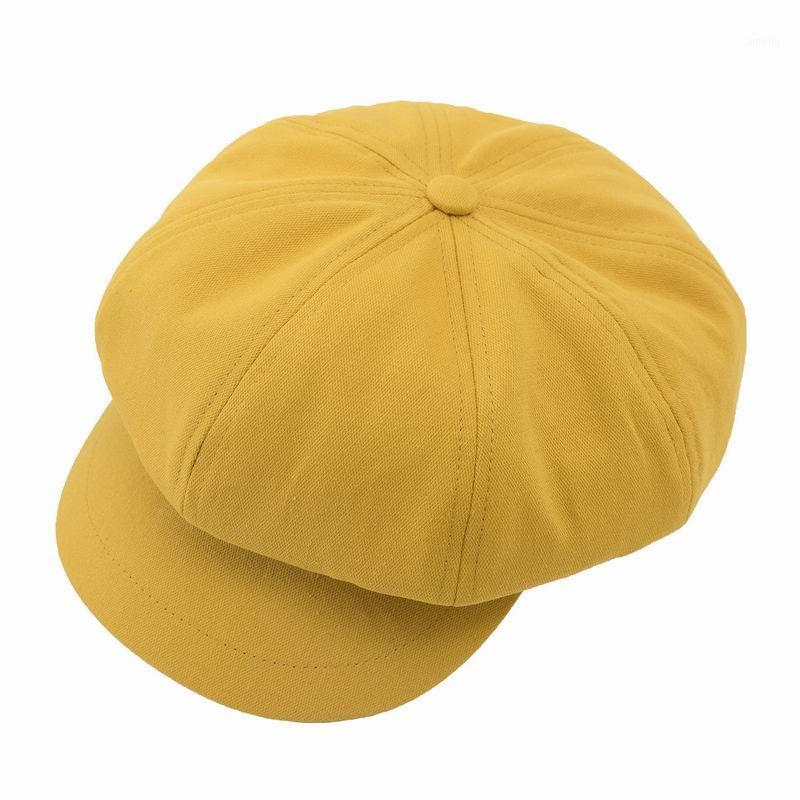 

2020 Casual Women's Cap Outdoor Sun Protection Octagonal Cap Solid Color Beret1, Black