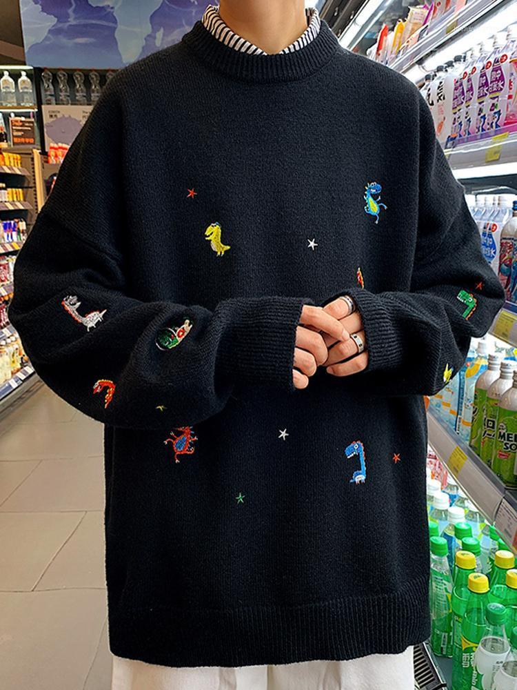 

Large size sweater men's autumn and winter casual shirt fat korean men's couple hip hop knitted coat1, Black