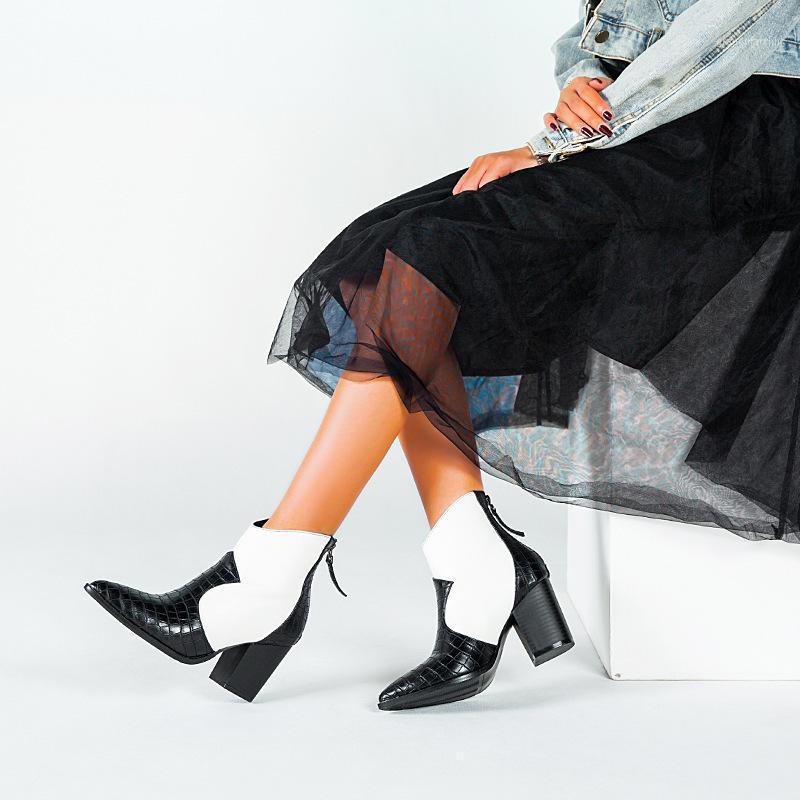 

women ankle boots chaussure booties gladiator plus size pointed toe high heels pumps PU shoes woman zapatos mujer sapato D17581, Picture