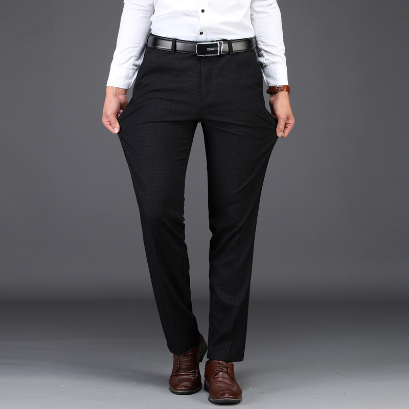 

More zise 4244 46 men' dress pants classic style casual business down straight black stretch mark, Red