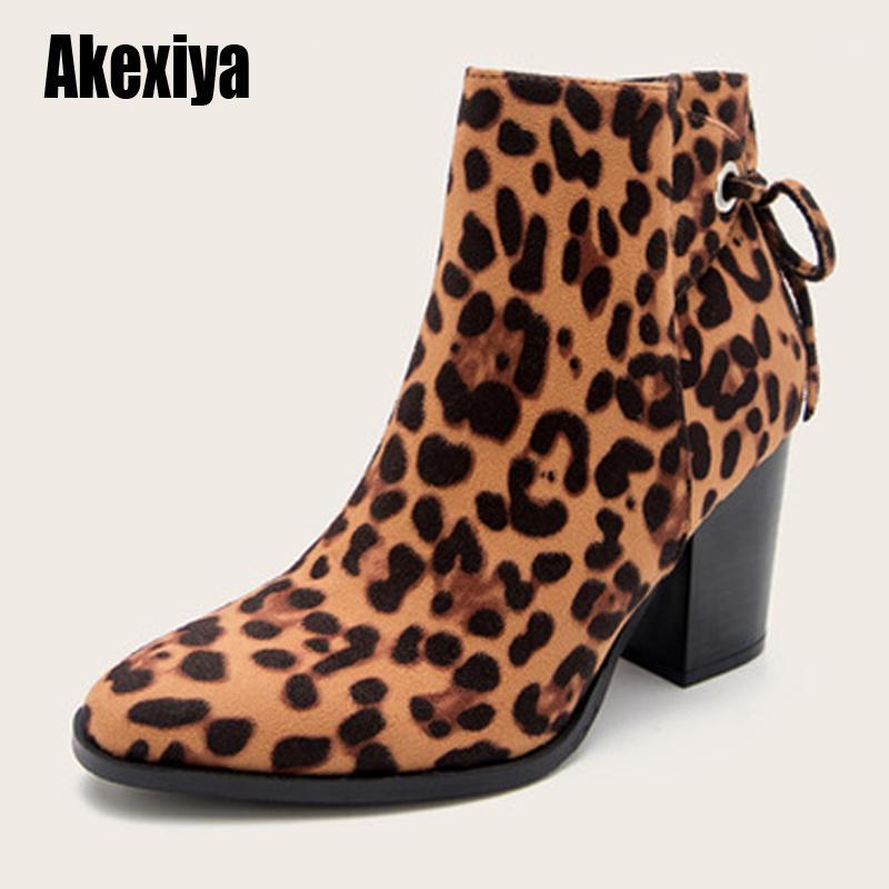 

Leopard Print Women Suede Ankle Boots High Heel autumn Sexy Short Boot Lady Classic Rome Style Round Shoes Casual u9481, Black