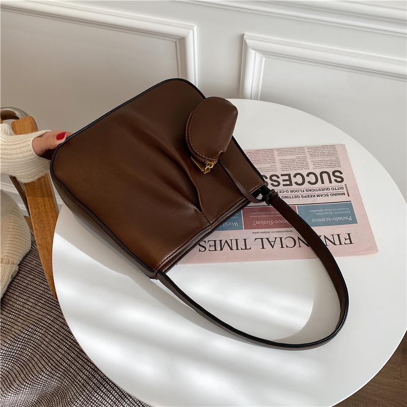 

Toposhine PU Leather Handbags Bags For Women Winter Sac Femme Simple Solid Soft Leather Shoulder Bag, Black