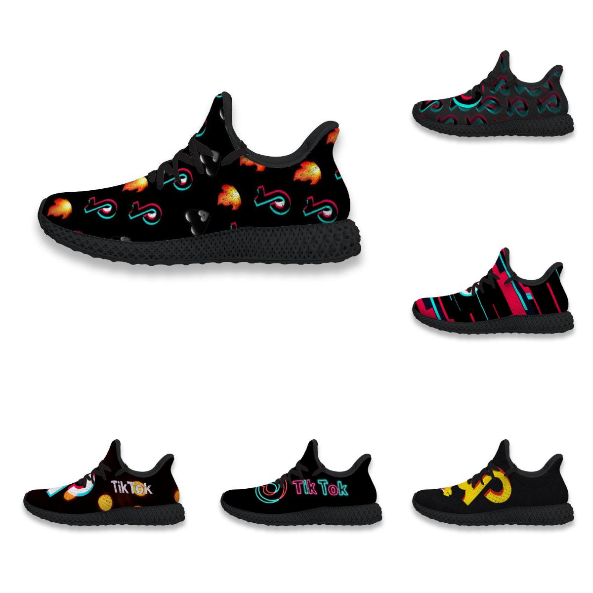 

4D Running Shoes Tik Tok Fire - Custom Printing Men Womens Personalized Shock Absorbing Air Mesh Upper Casual Outdoor Sport Sneaker, Black-tik tok-3