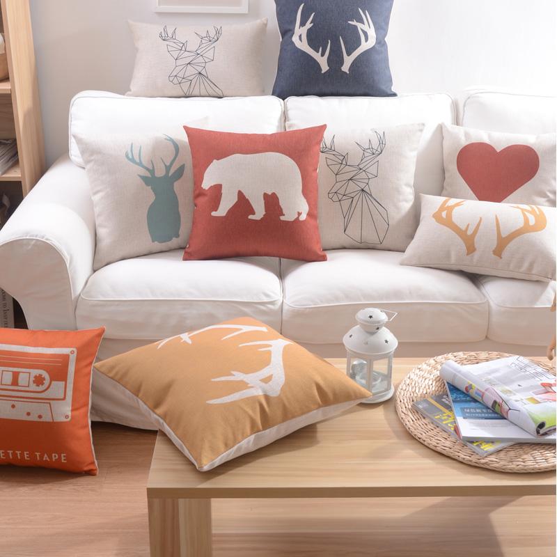 

Free Shipping!Cute colorful animal square throw pillow/almofadas case 45x45 53x53 30x50,elephant bear cushion cover home decore, Square 05