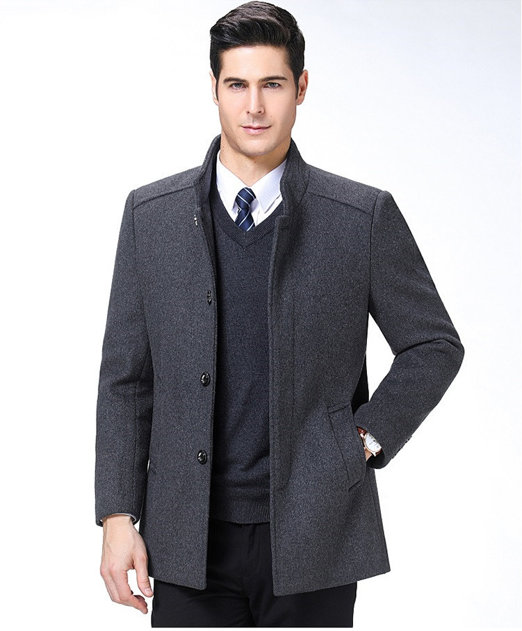 

2021 New Arrival Autumn%high Quality Single-breasted Coat Man, Men's Wool Coats, Warm Coat, Plus-size MB4J, Black
