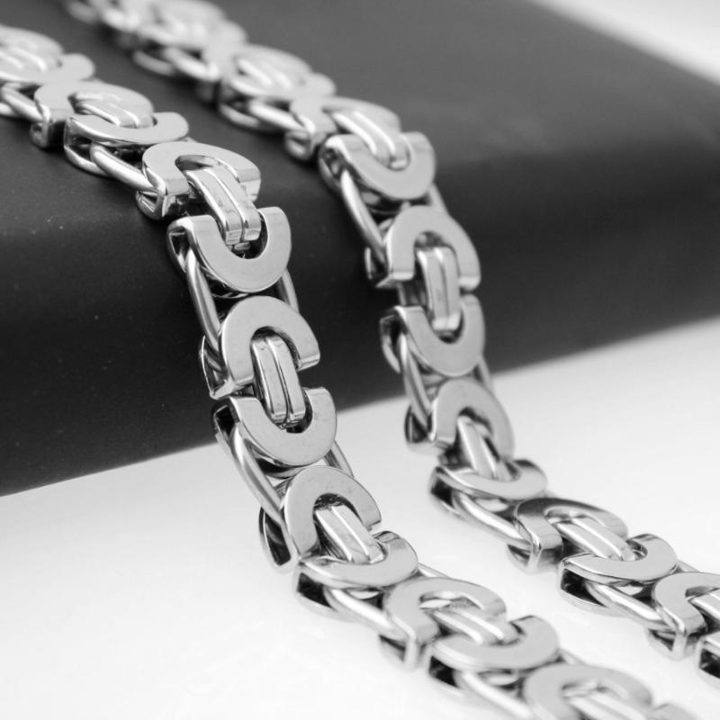 

6/8/11MMWide Popular Jewelry Stainless Steel Silver Color Handmade Byzantine Flat Chain Men Women Necklace Or Bracelet 7-40" Hot