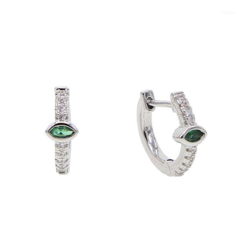 

Hoop & Huggie White Gold Color Green Blue Red Cubic Zirconia Round Earrings For Women Teen Girls Silver Jewelry1