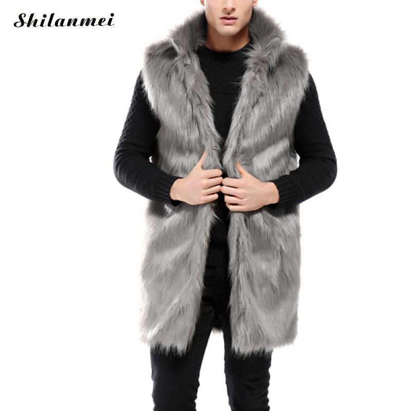 

Plus Size Sleeveless Furry Coat Fluffy Male Faux Fur Vest Coat Men Long Style Male Fur Vest Fashion Faux Invierno 2020, Black