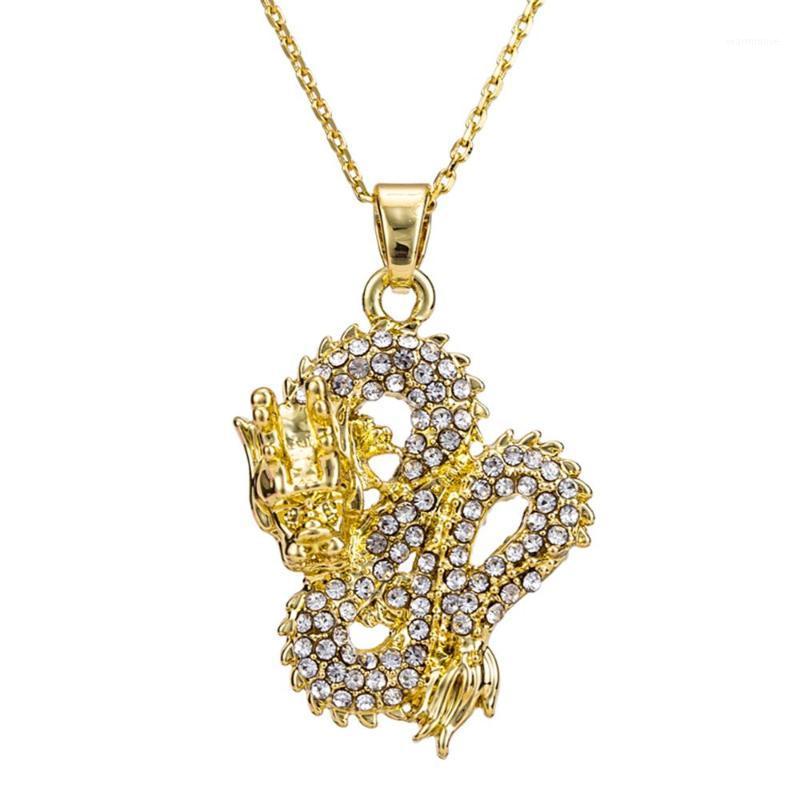 

Gold Color Dragon Pendant with Zircon Inlay Necklace for Women Men Wedding Birthday Gifts1