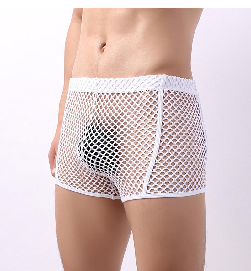 

Hot Boxershorts Men Gay Mesh Fish Net Transparent Sexy Lingerie Boxer Underwear New, Black