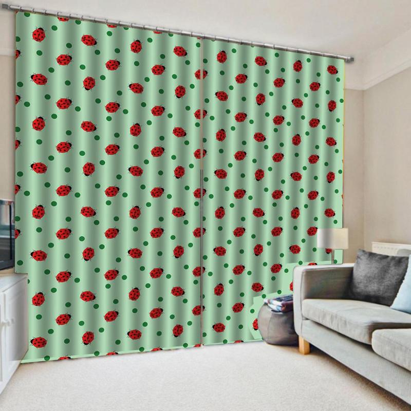 

modern living room curtains Insects on green background 3d Curtains Blackout for Living Room Kids Bedroom Fabric, As pic