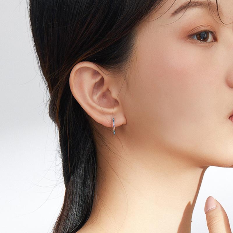 

1Pair Zircon Round Earrings Simple Style Ear Accessories Eardrops