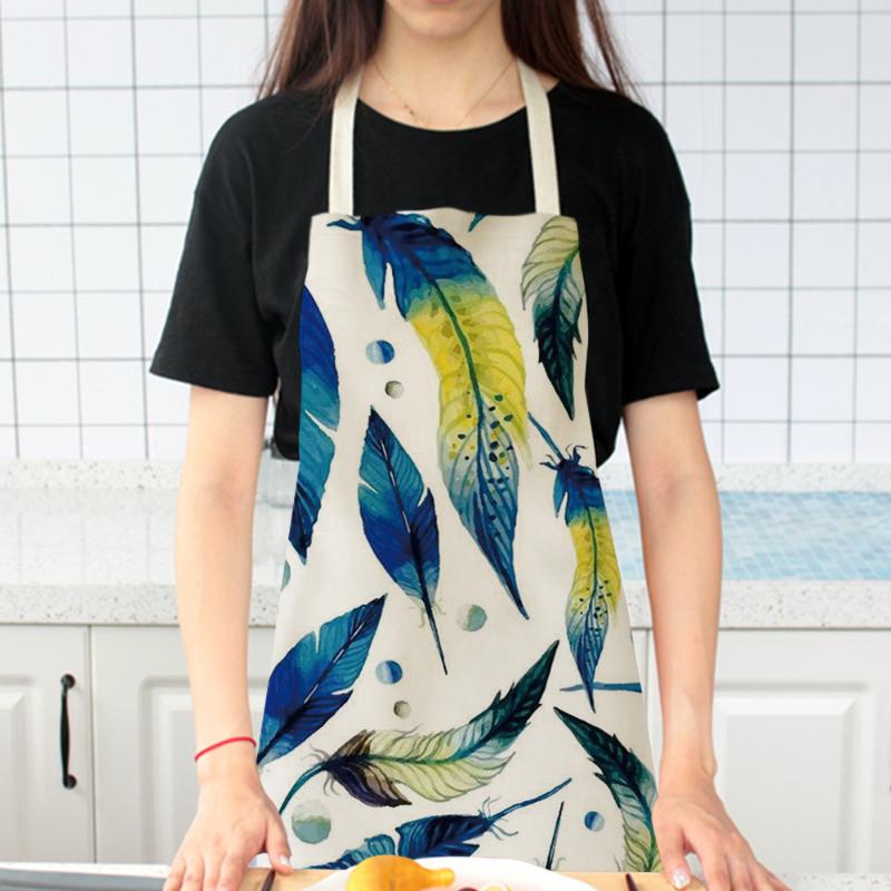 

1Pcs Kitchen Apron Nail Polish women Printed Sleeveless Cotton Linen Aprons for Men Women Home Cleaning Tools 55*68cm