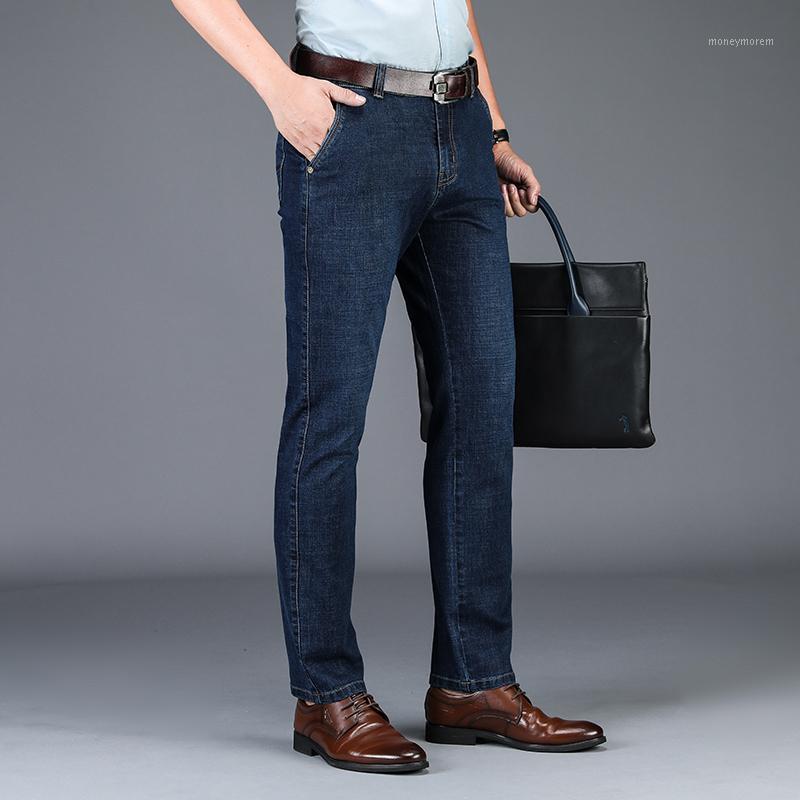 

odinokov Heavyweight Full Length Smart Casual Jeans 2020 Regular Jeansdenim Men's Pants Mens Slim Fit Cotton Blend Trousers1, Blue