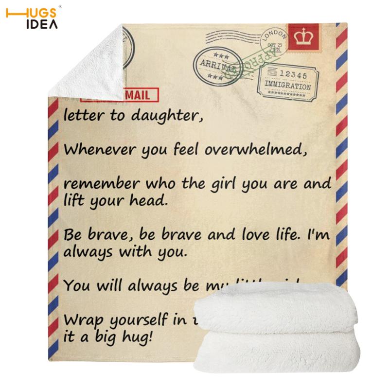 

Blankets HUGSIDEA Personalized To My Daughter Fleece Blanket Write Your Own Text Bedspread Soft Coral Throw Quilt Plush Thin