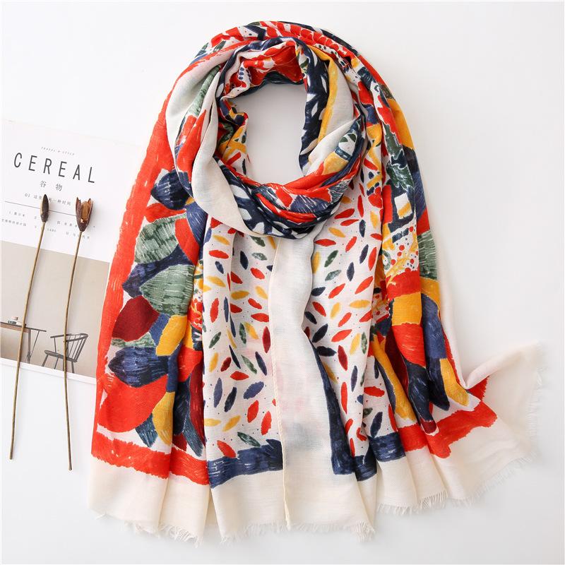 

NEW Colorful Painting Scarf Women Large Hijab Wrap Design Bright Summer Beach Head Scarf [6712