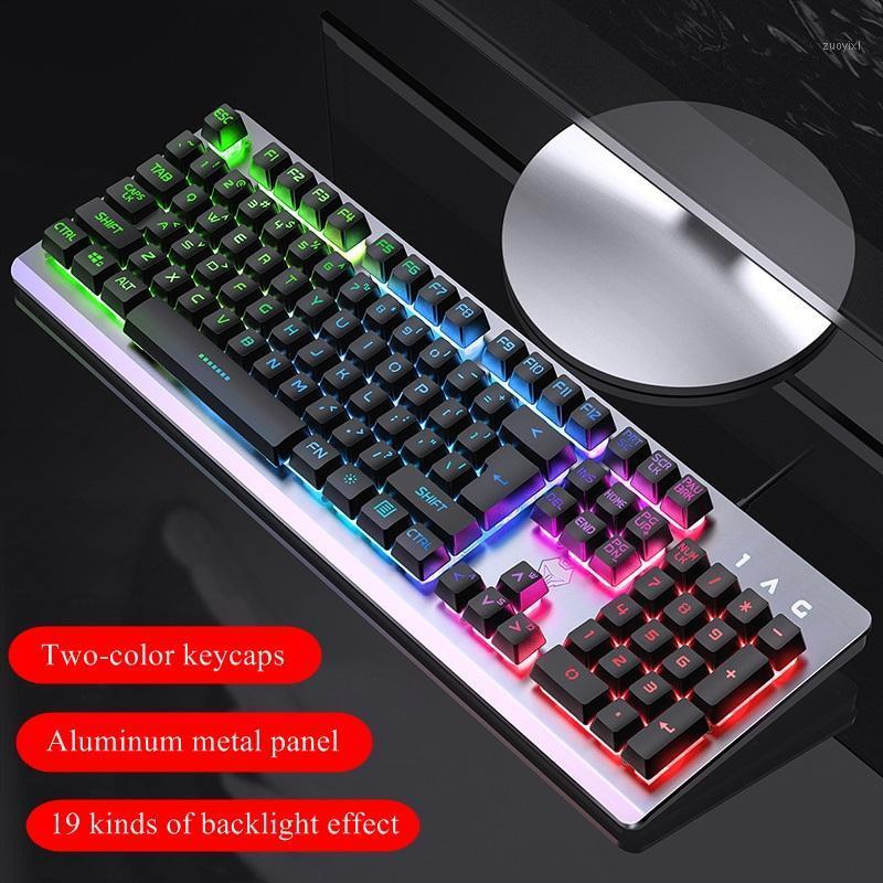

New HXSJ Langtu V1 USB Wired Adjustable Backlit Multimedia Gaming Keyboard Brushed Metal Panel Suspended Keycap1