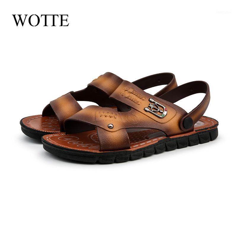 

WOTTE Men Sandals Summer Roman sandalias Men Casual Shoes Beach Flip Flops Fashion Outdoor Slippers Shoes Sandales1, Yellow