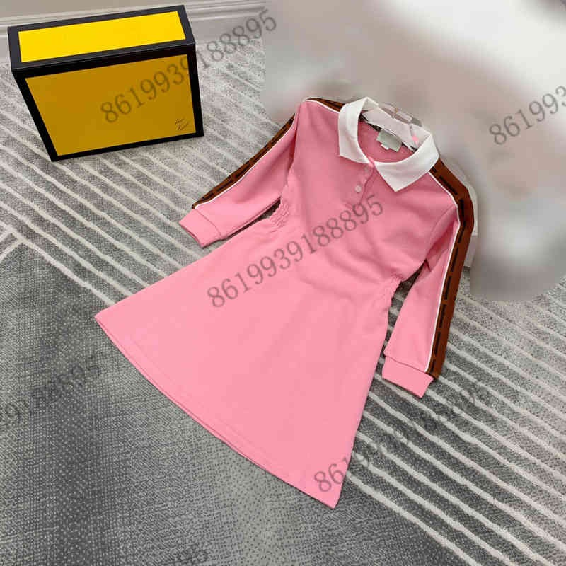 

2022ss summer polo dress brand designer Doll collar short-sleeved dresses coat size 110-160 classic pink color design high-end skirts, 01