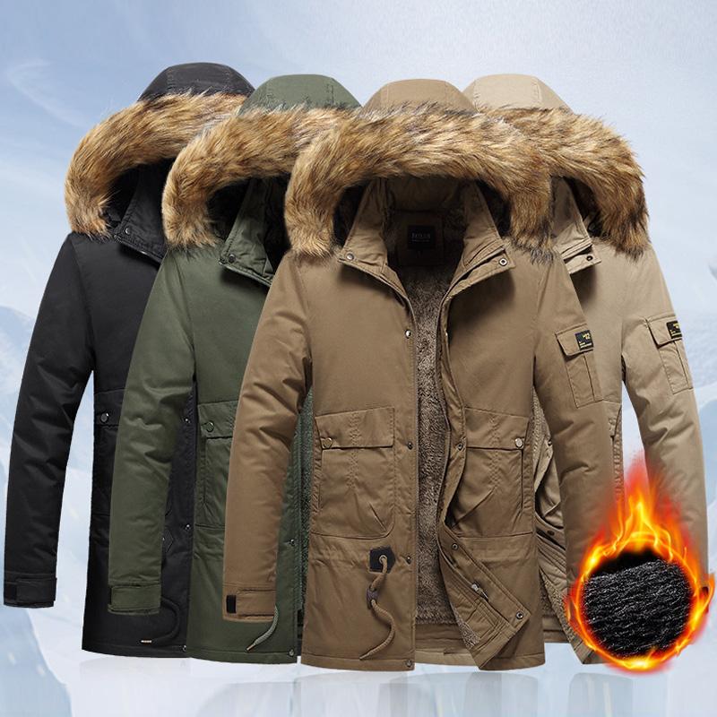 

2020 Men's Plus Size Thermal Jacket Outdoor Thick Velvet Cotton Ski Coat Tactical Hiking Camping Jacket Sport Hoodie Windbreaker, Khaki