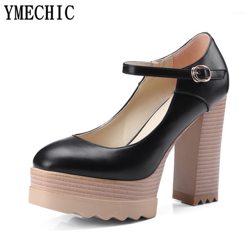 

YMECHIC 2021 Women Extreme High Heels Platforms Shoes Party Office Wedding White Black Pink Platform Chunky Heel Mary Jane Pumps1, Beige