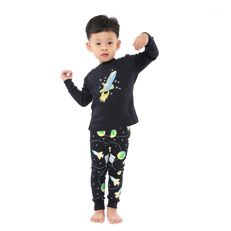 

Children Clothing Boys Sleepwear Clothes Kids Pajamas Set Baby Girls Cotton Cartoon Pijamas Full Unisex Round Neck Knitted 2T-8T1, A007