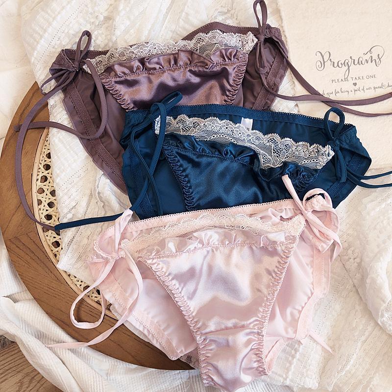 

satin lace band low waist briefs cotton crotch pants sweet pants panties tangas mujer sexy lingerie lenceria para mujer1, See chart