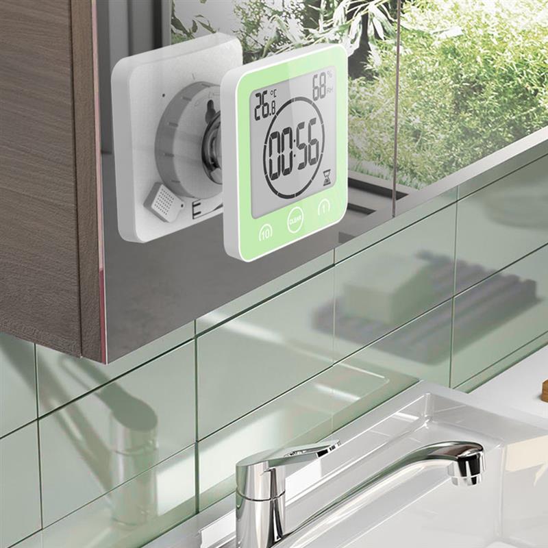 

LCD Digital Wall Clocks Waterproof Shower Bathroom Wall Suction Clock Timer Countdown Alarm Time Temperature Humidity Meter1