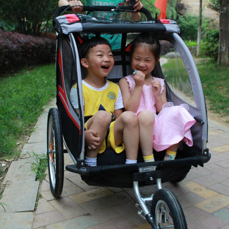 

3 in 1 Twins Bike Trailer, 20inch big wheel baby stroller, foldable kids jogger, two seats bicycle trailer, kids outdoor wagon1