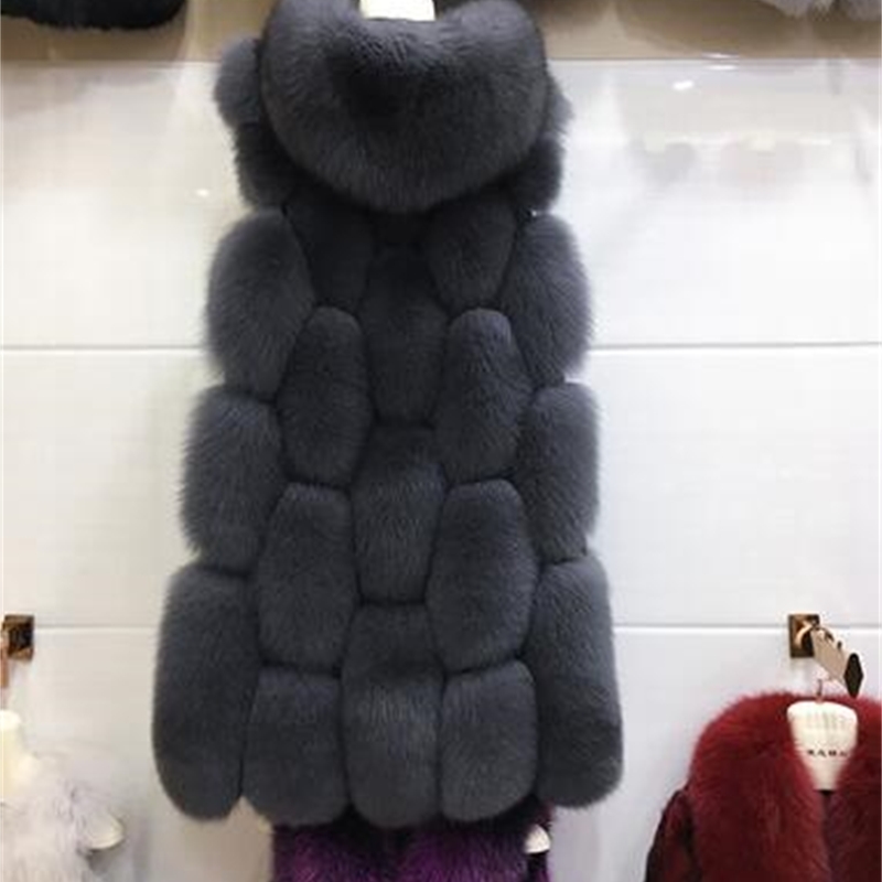 

Hot Foxy New Foxcoat Female Comfortable Thick Outward Hood Jacket High Real Quality Fox Skin Vest Pz0m, Champagne