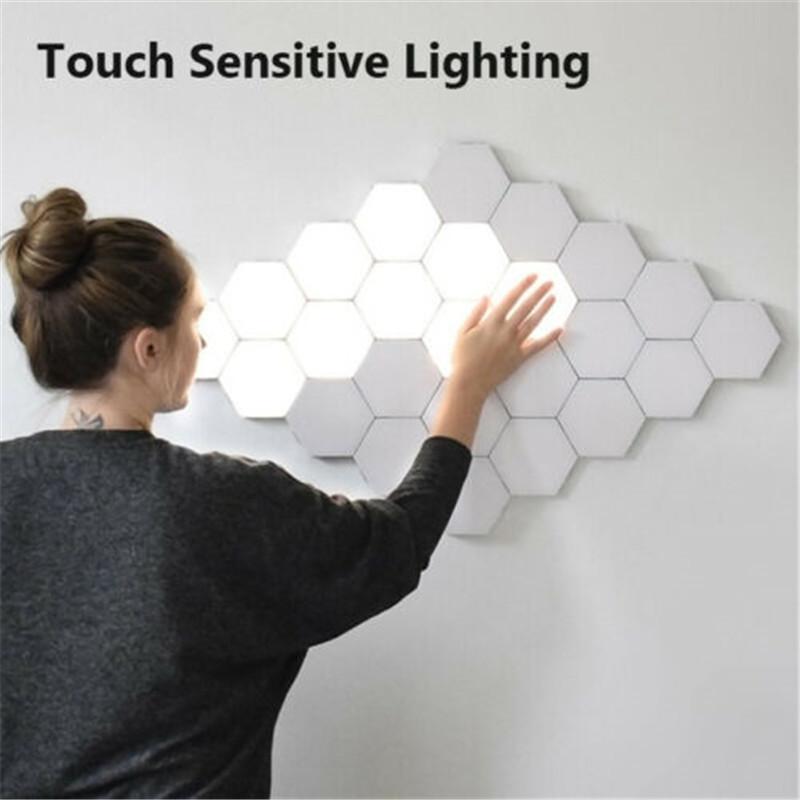

LED Wall Lamp Quantum Lamp Modular Touch Sensitive Hexagonal Smart Night Light sconces For DIY Modern Home Decoration Lighting