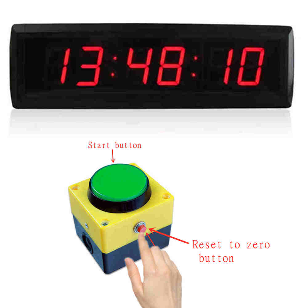 Controle remoto e botão multifuncional de 1,8 polegadas 6 dígitos LED relógio de parede com contagem regressiva / até temporizador digital, relógio de 12/24 horas, cronômetro