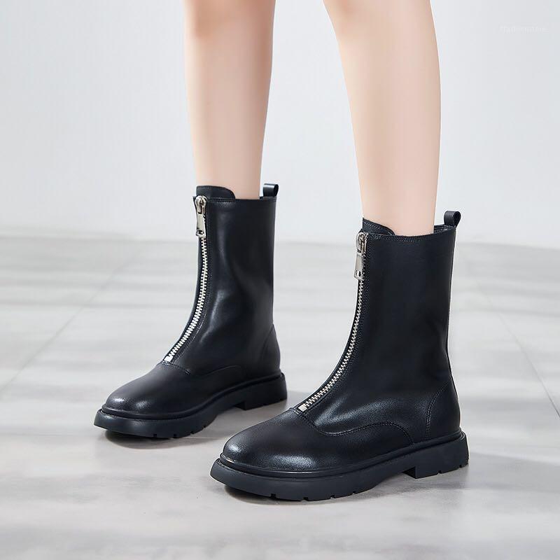 

2020 New Women's Boots Fashion Boots Female Winter Thick with Short Boot Women's Ankle Zipper Botas Mujer Q11-181, Black