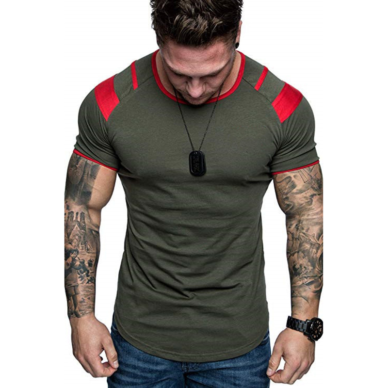 

Men Running Breathable t shirt Gym Fitness Workout Training Short sleeve T-shirts Male Jogging Slim Quick dry Tee, Mts291-gray