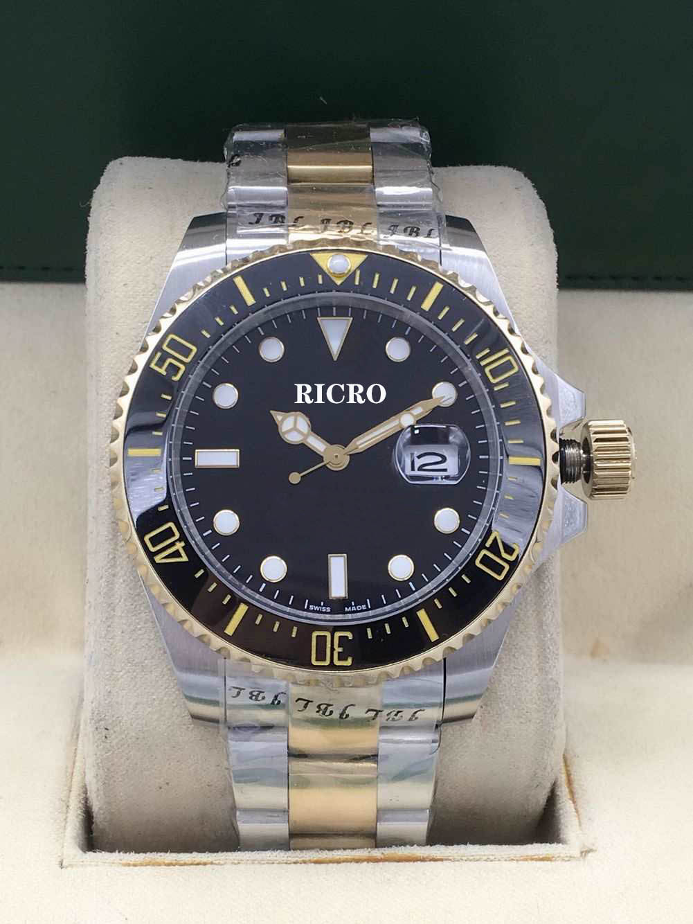 

Automatic mechanical men's watch, dial 43 mm, luminous feature, calendar, ceramic ring mouth, leisure sports Christmas gift, Waterproof