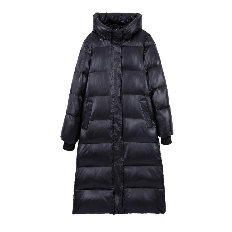 

TopFurMall) Winter Women Parkas Down Coats Jackets with Hoody Lady Long Outwear Overcoat LF9187, Black