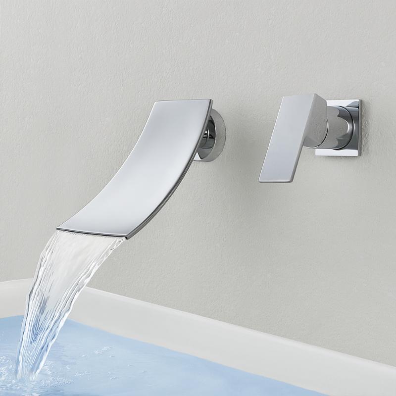

DOLGABA Taps being faucets Wall-mounted Waterfall Basin Faucet Chrome Double Hole Hot and Cold Bathroom Faucet HG-6405