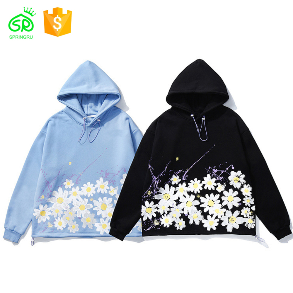 

Custom European And American High Street Flower Print Men Hoodies, Beige
