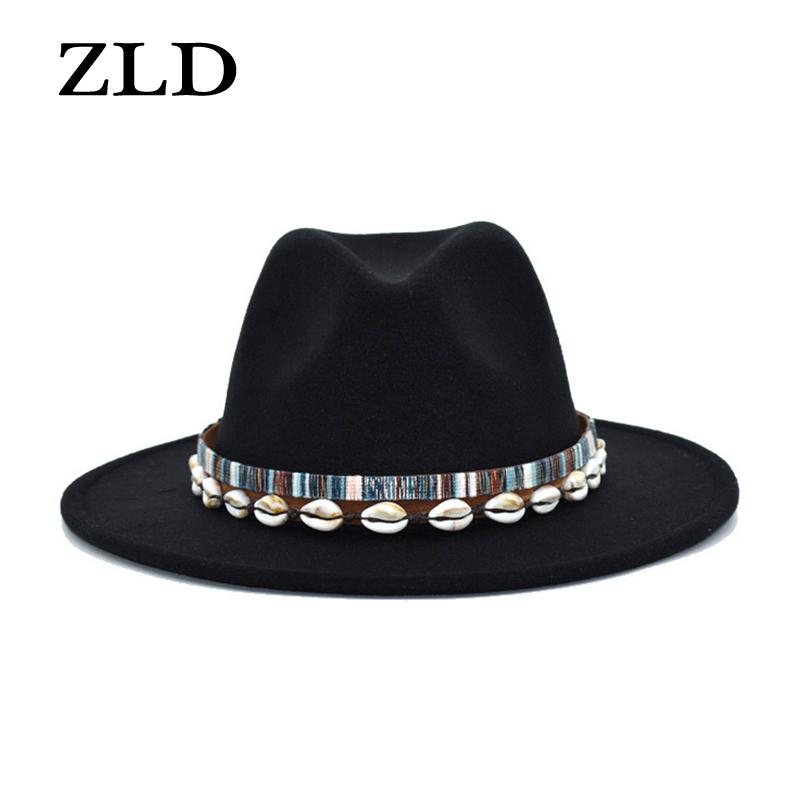 

ZLD Autumn winter fashion men women Fedoras hat Big brimmed classice Jazz hats Casual party caps ladies elegant trendy cap
